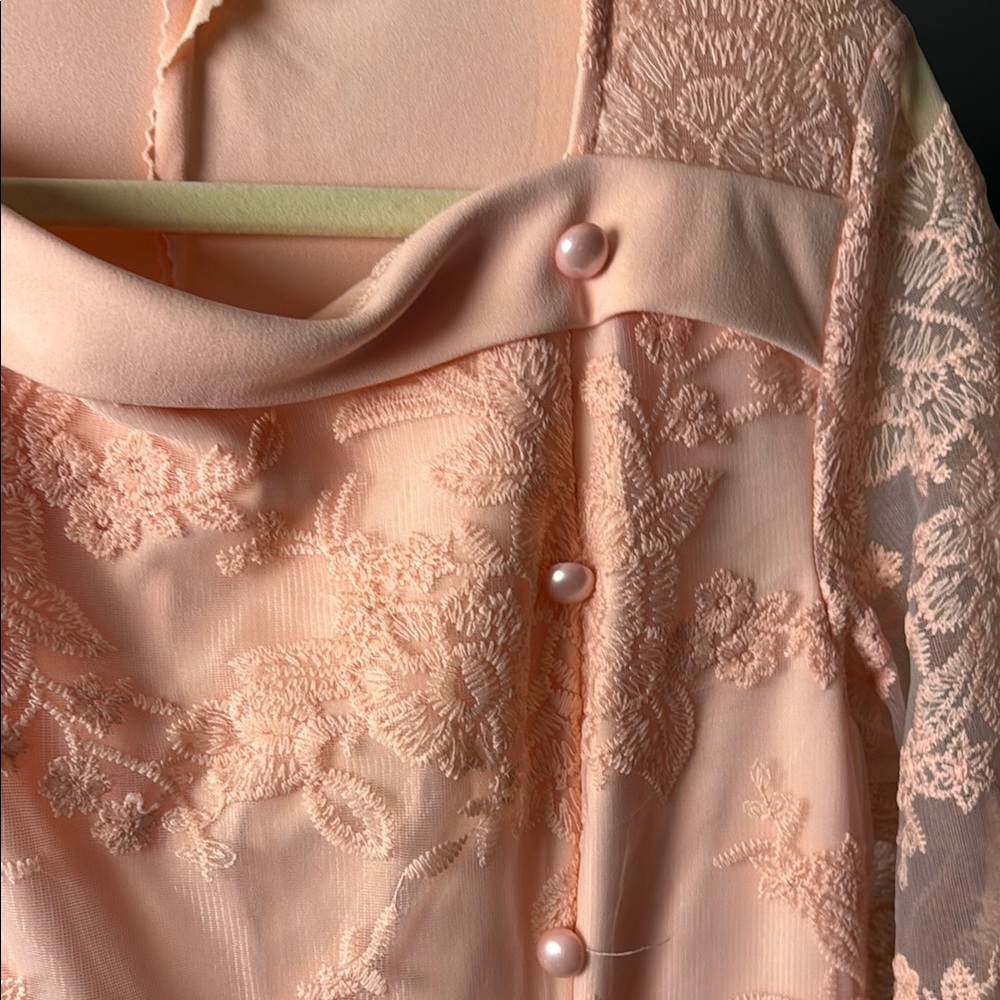 Vintage (Inspired) Pink Lace Maxi Dress - Picture 4 of 10
